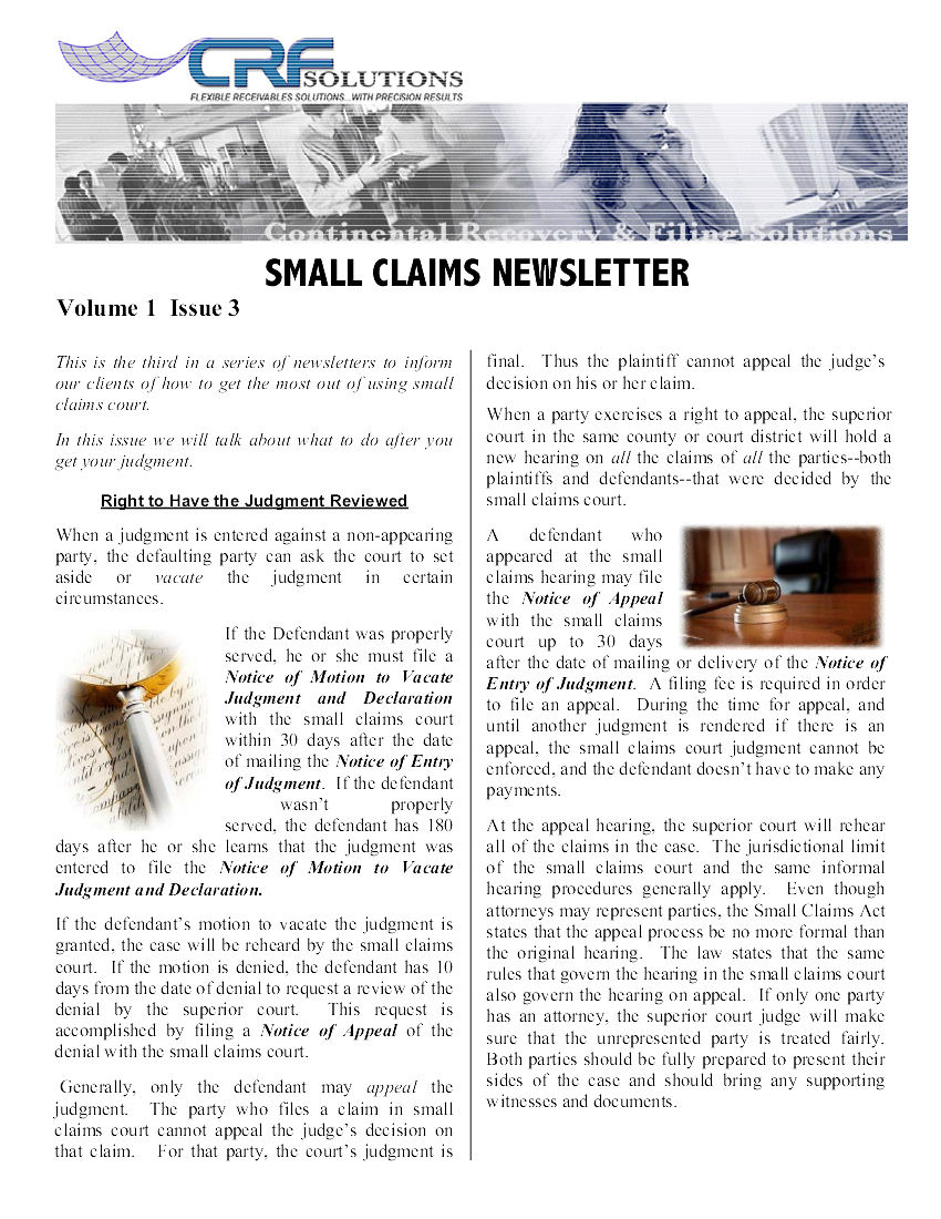 Small Claims Issue 3
